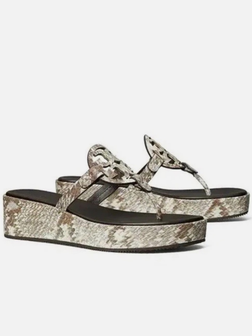 TORY BURCH ❤️🔥 MILLER WEDGE 25MM IN GRANITE ROCCIA SIZE 9.5